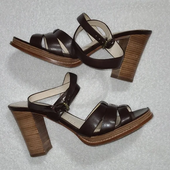 Brooks Brothers Strap Block Heel Sandals Size 10 - Picture 1 of 6